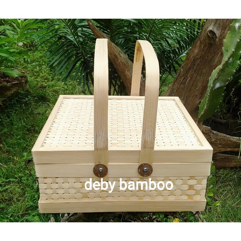 

GROSIR BISA COD READY STOCK....RANTANG BAMBU/ keranjang bambu 25x25cm