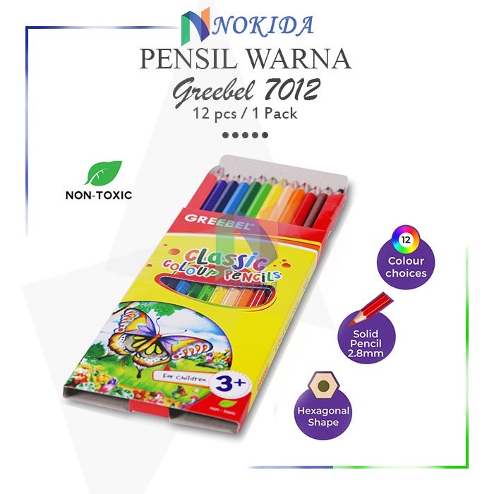 

Nokida Pensil Warna Half Classic Greebel 7012/12 Colour / Alat Tulis Gambar Pencils