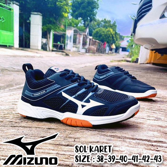 Terlaris ✨ -Sepatu Pria Olahraga Sport Badminton Running Sneakers Working Mizuno - Putih, 38