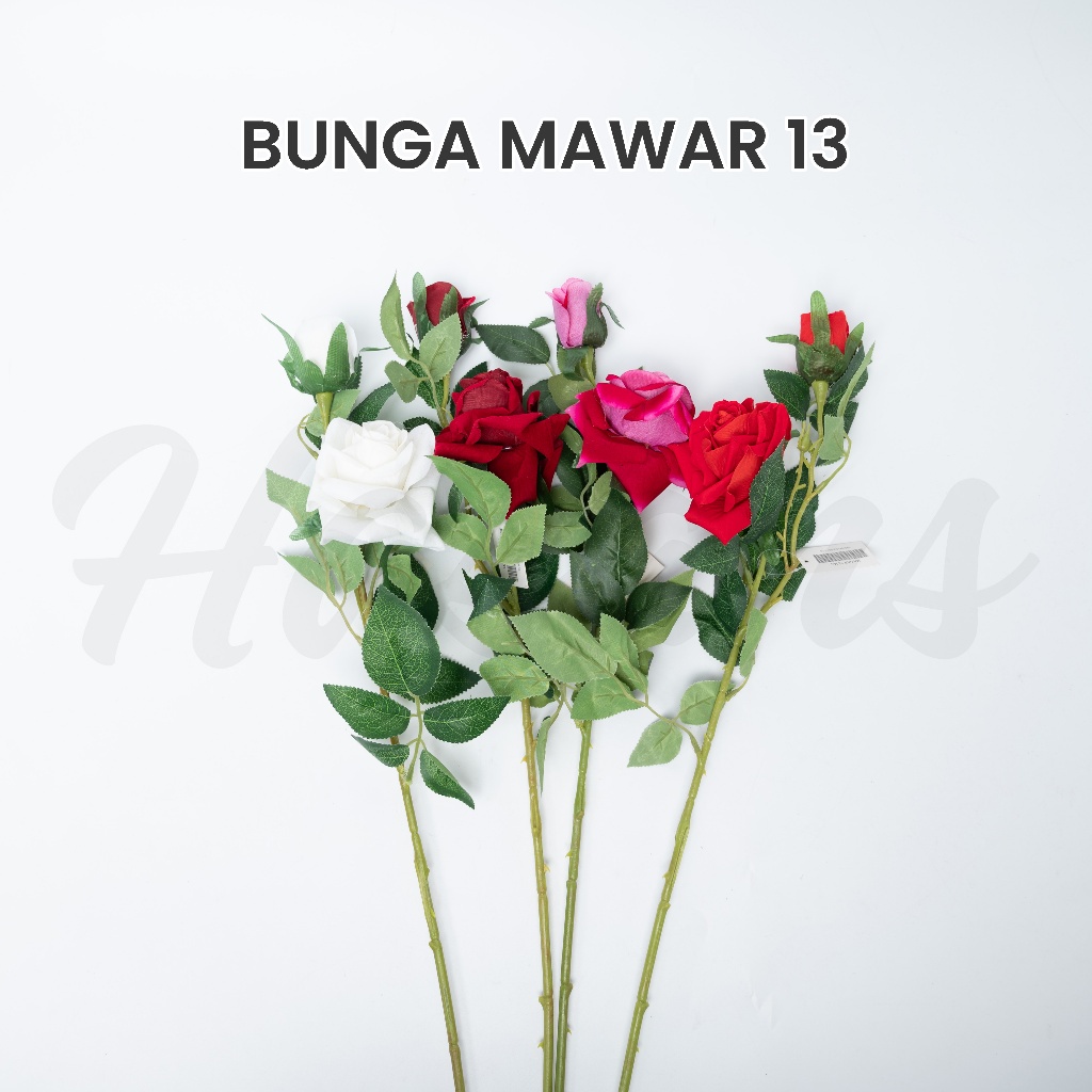 (HASANS FLORIST)Bunga Mawar Latex Premium / Bunga Mawar Artificial / Bunga Mawar Palsu Plastik / Bun