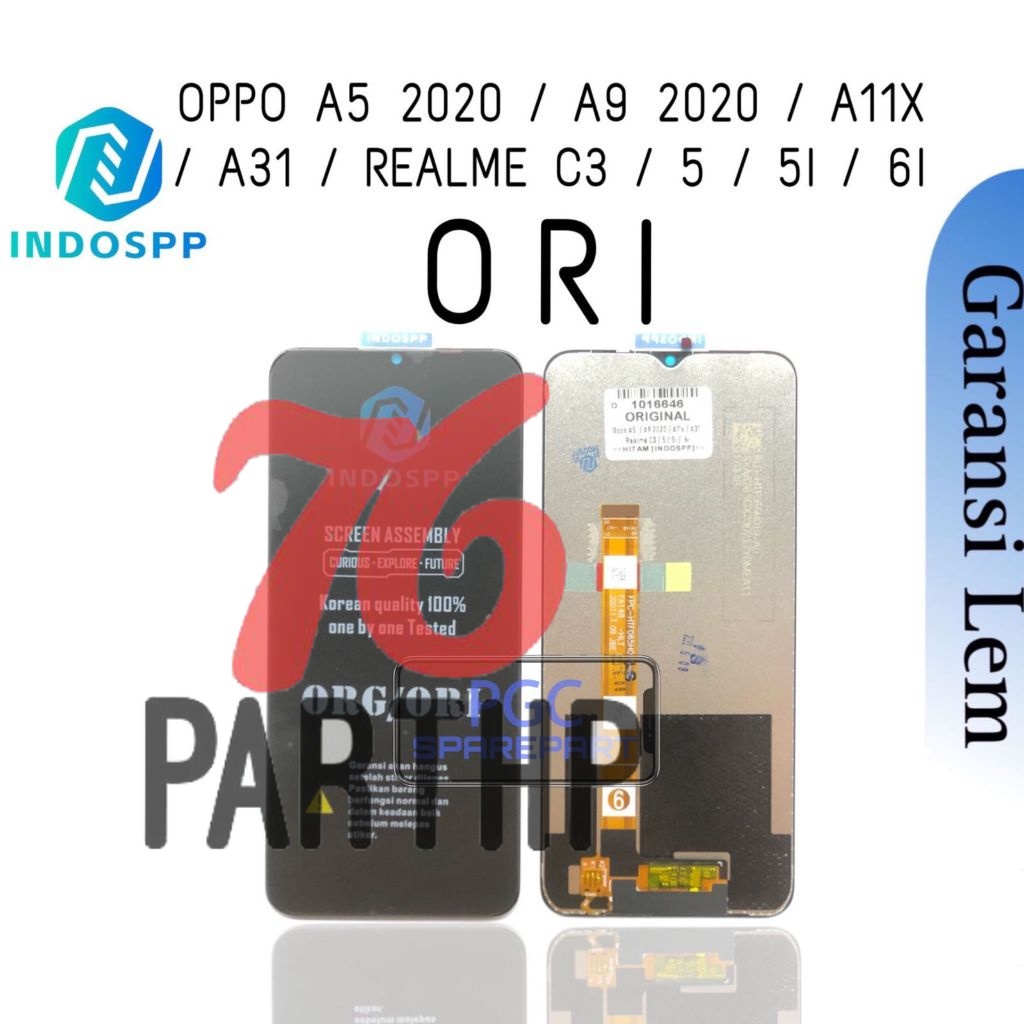 NEW ORIGINAL INDOSPP - LCD Touchscreen Fullset Oppo A5 2020 / CPH1931/ A9 2020 / A11X / CPH1937 / A31 2020 / CPH2015 / Realme 5 / RMX1911 / 5i / RMX2030 / 5S / RMX1925 / 6i / RMX2040 - GARANSI LEM