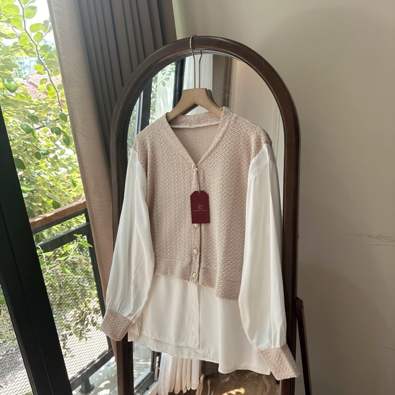 Dania Blouse/ Kemeja Rayon Kombinasi Knitt By Jasminescraft