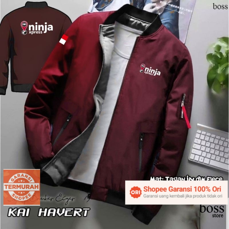 JAKET BOMBER NINJA XPRESS KURIR NINJAVAN EXPRESS SABLON TERBARU 2024 JAKET CUSTOM SABLON
