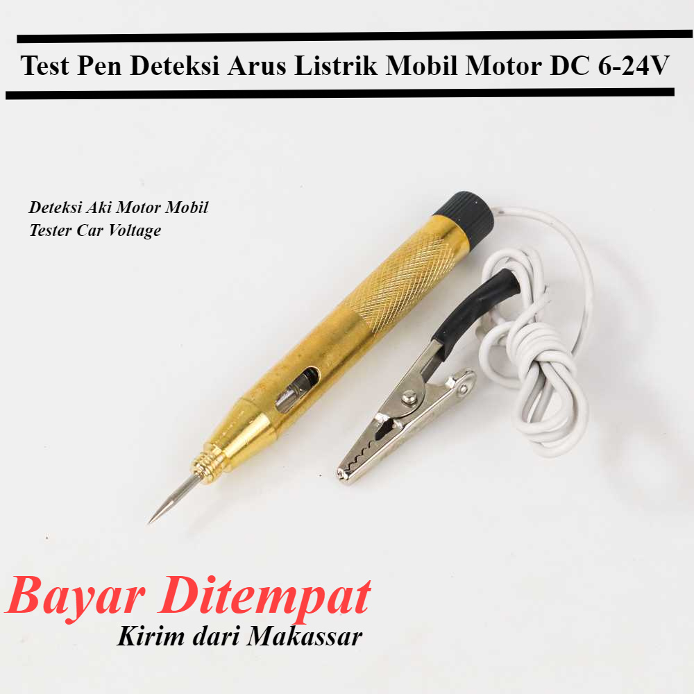 JOR - Car Voltage Tester - Test Pen Deteksi Arus Listrik DC 6V-24V Spark Aki Mobil Motor Tespen Mult