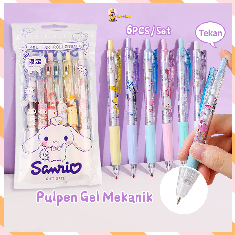 

Edden 6pcs Pulpen gel mekanik lucu Ballpoint gel mekanik 0.5mm pen gel lucu