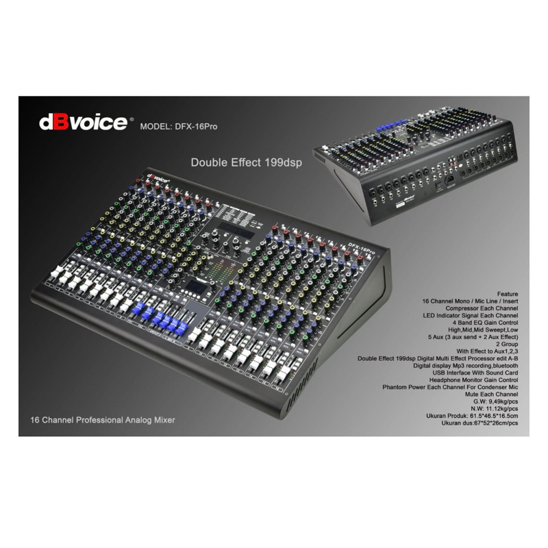 Mixer Audio dBVoice DFX 16 PRO Original 16 Channel dBvoice DFX 16PRO