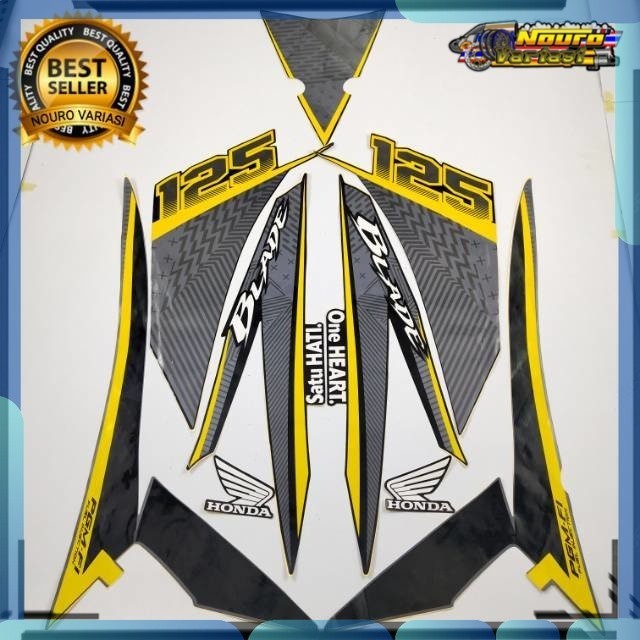 Stiker striping honda blade 125 2016 hitam kuning stker  motor standar bagus