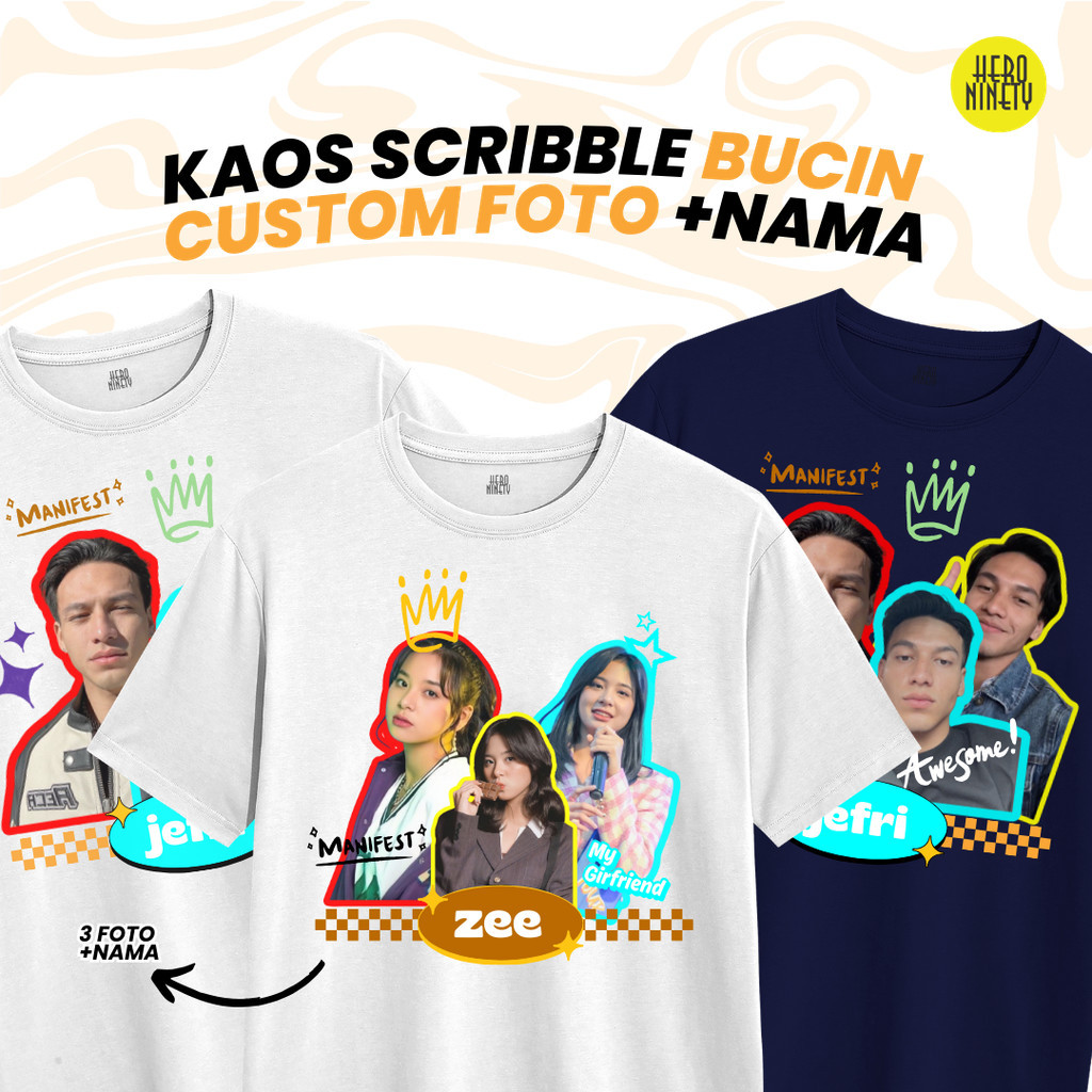 Kaos Bucin Custom "Scrible" / Kaos Couple Bucin / Kaos Bucin / Kaos Couple Pasangan / Kaos Unisex