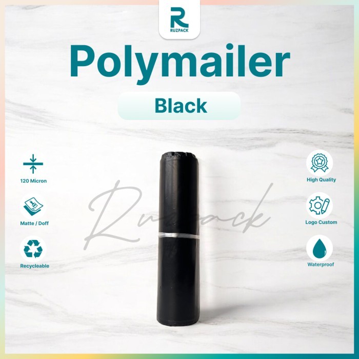 

25 x 35 + 5cm Polymailer Polybag Kantong Plastik Packing (+-100pcs) - Black Matte