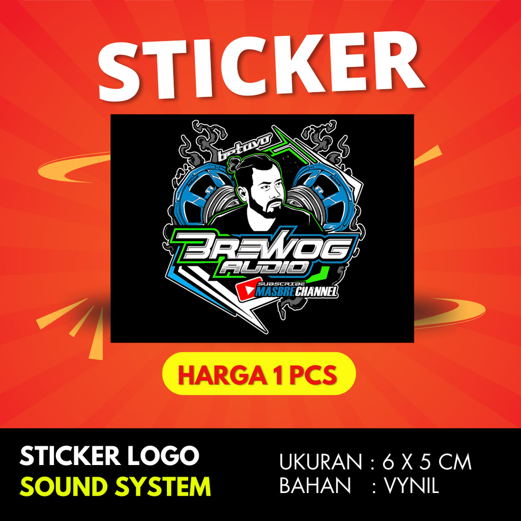 

Sticker sound system BREWOG AUDIO BIRU BAHAN VYNIL ANTI AIR PREMIUM