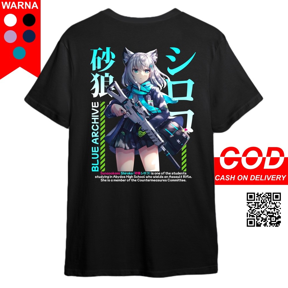 KAOS SHIROKO BLUE ARCHIVE - KAOS DISTRO PRIA & WANITA KAOS ANIME & GAME BLUE ARCHIVE SHIROKO SUNAOOK