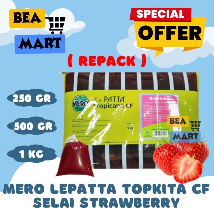 

Selai Lepatta Tropicana Strawberry 250gr 500gr 1kg | Mero Le Patta Pata Olesan Roti Rasa Buah Stoberi Repack 250 500 gr g 1 kg