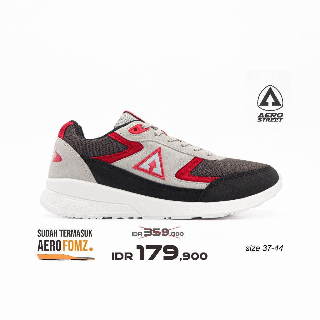 Aerostreet 36-45 Osaka Putih Abu Merah - Sepatu Sneakers Casual Pria Wanita Aero Street 21HH20