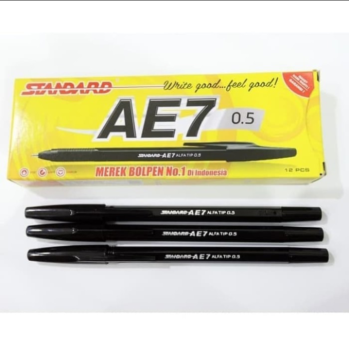 

JA AE7 HITAM PEN STANDARD AE7 0.5 / PENA BERKUALITAS 0.5 - BOLPOIN MERK STANDARD - PEN STANDAR - PENA TULIS