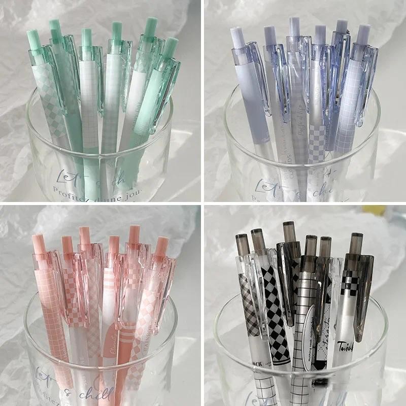 

6pcs/set Fashion Gel Pen Lovely Korean Fashoin Stationery Gel Pen 0.5mm Black Ink Scrapbook Pen Back To School Student Supplies