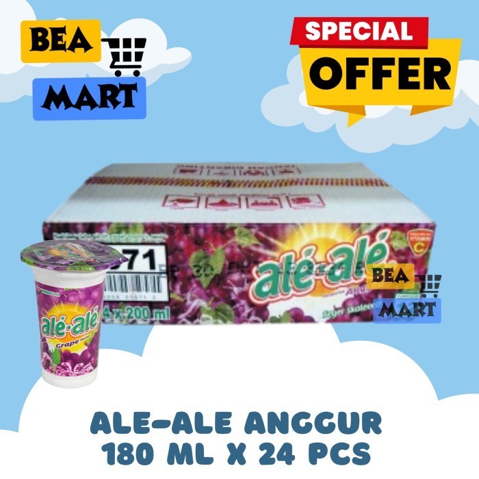 

Minuman ALE ALE Rasa ANGGUR 180ml x 24 Pcs | Grape Cup 1 Dus Karton