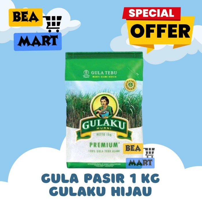 

Gula GULAKU HIJAU 1kg | Gula Pasir Premium Kemasan Dus Pcs Pak 1 kg |