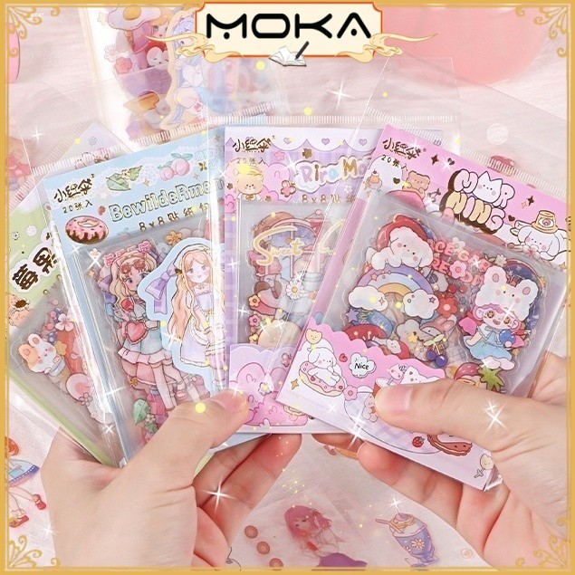 

MOKA STICKER 1SET ISI 20 LEMBAR MOTIF LITTLE GIRL AND PUPPIES / DIY STICKER AESTHETIC MKJ78