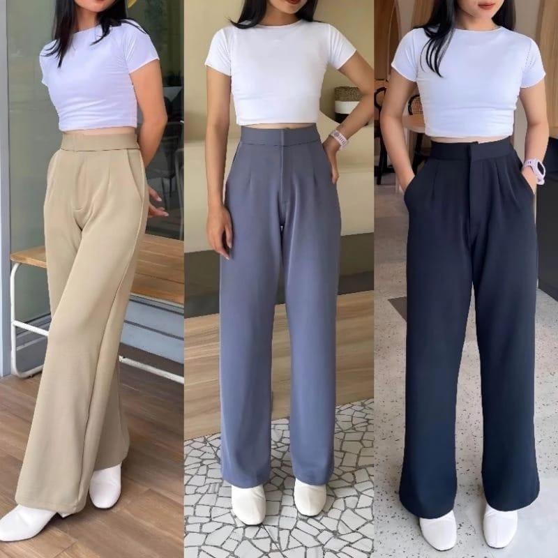 coozie pants celana knit celana wanita celana high waist celana cutbray wanita celana kulot wanita c