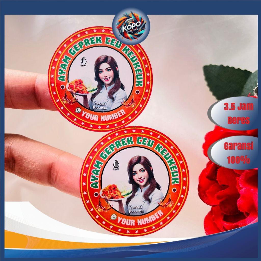 

KOPO 5-8 Ready Stiker Label Makanan Berat Ayam Geprek Goreng Sticker Bulat Free Desain Custom