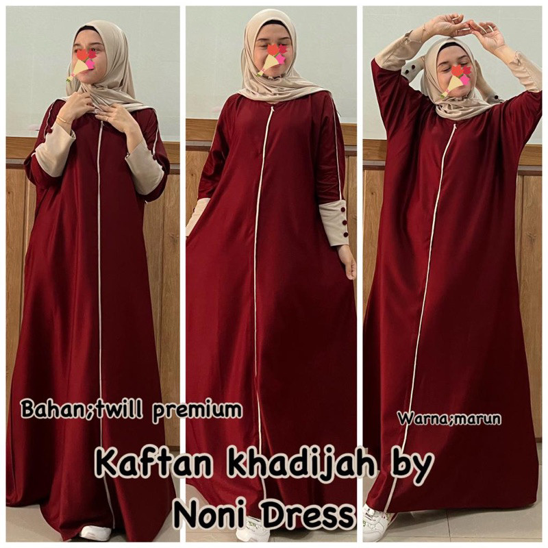 DE43W Daster Arab NONI KHADIJAH Maxi Dress Kaftan Gamis TWILL Premium