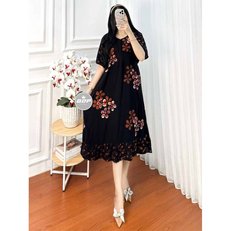 LLETSS Daster Cap Maura Motif Kekinian / Daster Cap Lengan Pendek Rumahan Viral