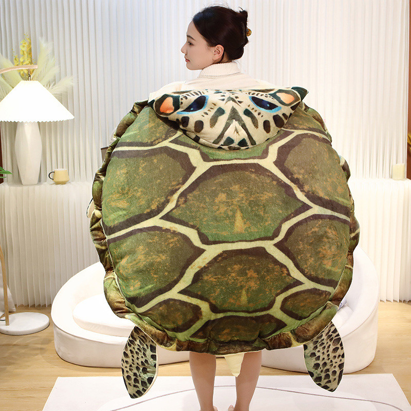 Plush Simulation Turtle Shell Wearable Plush Toy Role-Playing Decoration Sea Turtles Shell Pillow Cu