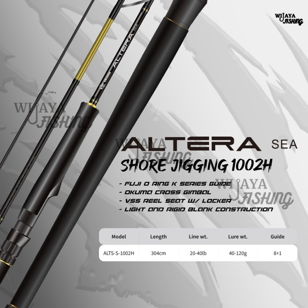 Joran Pancing OKUMA Altera Sea Shore Jigging 1002H 20-40Lbs Stik Mancing Casting Jigging Pinggiran T
