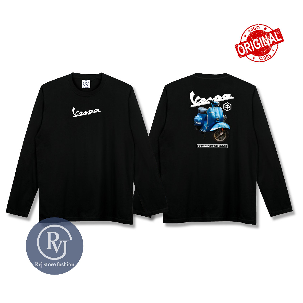 Cece_shop123 - KAOS Vespa lengan panjang cowok cewe bisa pakai bahan premium katun combet 30s  origi