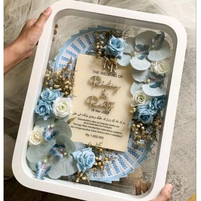 Mahar Uang Pernikahan, MAHAR BUNGA ANGGREK, MAHAR KIPAS UANG FRAME PIGURA PUTIH