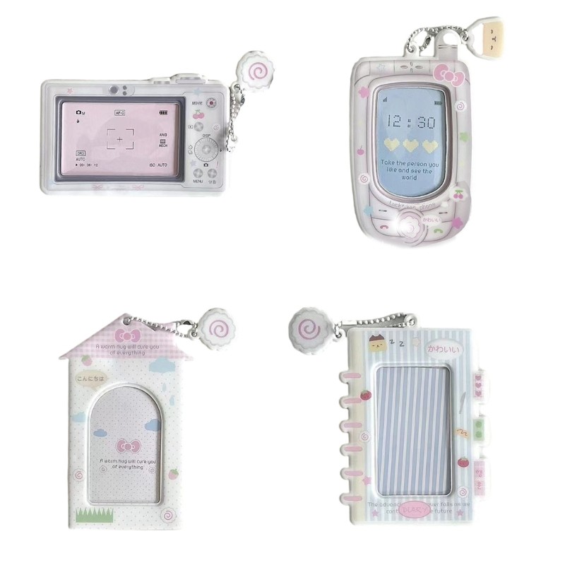 

Cartoon Photocard Holder 5x3Inch PVC Photo Card Protective Case with Chain Charm for Student Women Backpacks Bag Charm