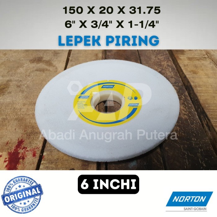 Batu Gerinda Poles 6 inch 150x20x31,75 NORTON Mata Gurinda Asah Duduk Piring Lepek Putih Flaring Dis