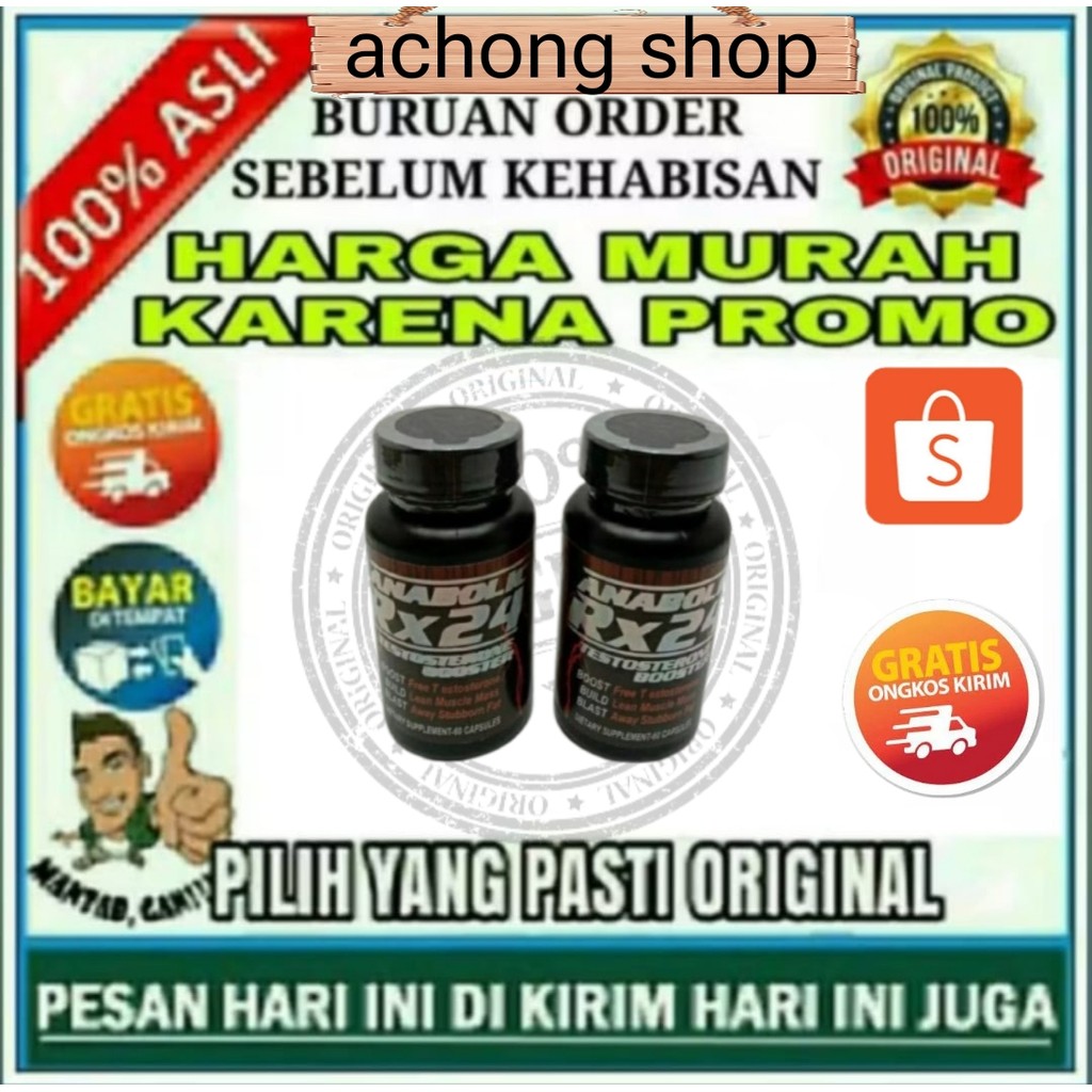 ASLI Anabolic Rx 24 - Anabolic Rx 24 Herbal Testosteron Booster RX 24  Suplemen Penambah Hormon Pria