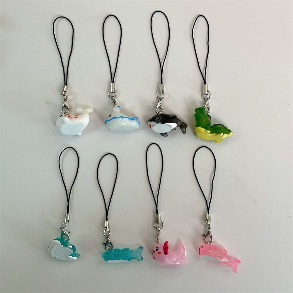 Sea Creature Fish Phone Chain Sea Hare Black Whale Phone Lanyard Pink Axolotl Handmade Jelly Shark K