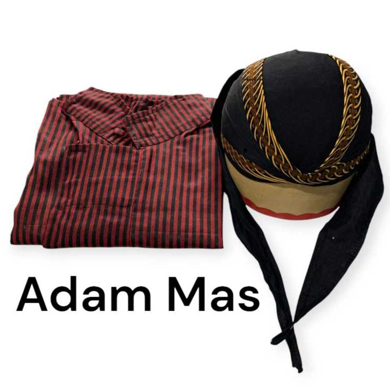 LURIK BAJU SURJAN LURIK DAN BLANGKON/ BAJU ADAT JAWA PRIA DEWASA/PAKAIAN ADAT JAWA BAHAN TENUN TRADI