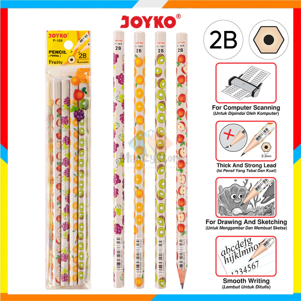 

JOYKO P-109 pencil pensil motif fruity buah ( 1pack (4pcs)