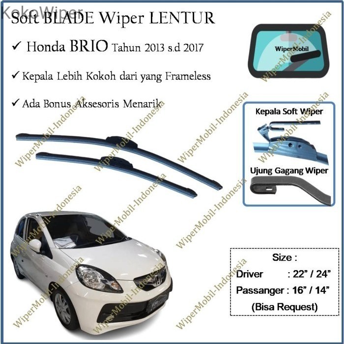 Kokowiper Wiper Kaca Mobil Honda BRIO 2012 2013 2014 2015 2016 2017 2018 Banana