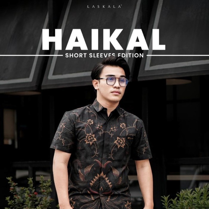 [[New Koleksi]] Laskala Batik Premium Slimfit Haikal Hitam Lengan Pendek KP08A306 - S