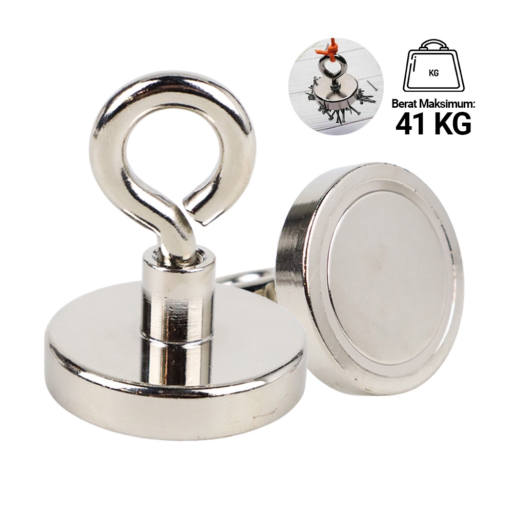 Magnet Gantungan Sheep Eye Hook Strong Neodymium Kuat Angkat Beban 41/66/160 KG - Silver