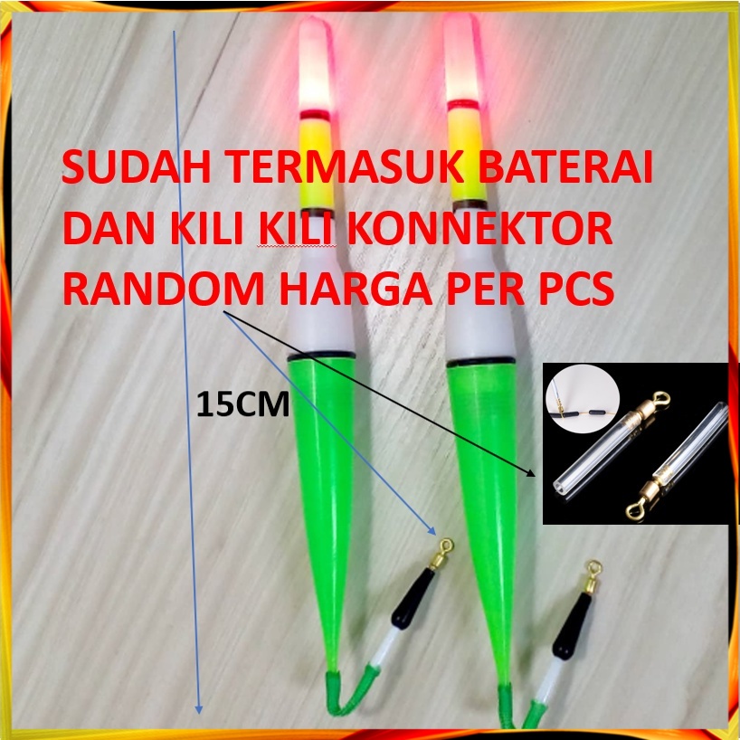Touchstore1 Kambangan Pancing Pelampung Pancing 15cm Led+Baterai dan Konnektor Alat Pancing Ikan Pel