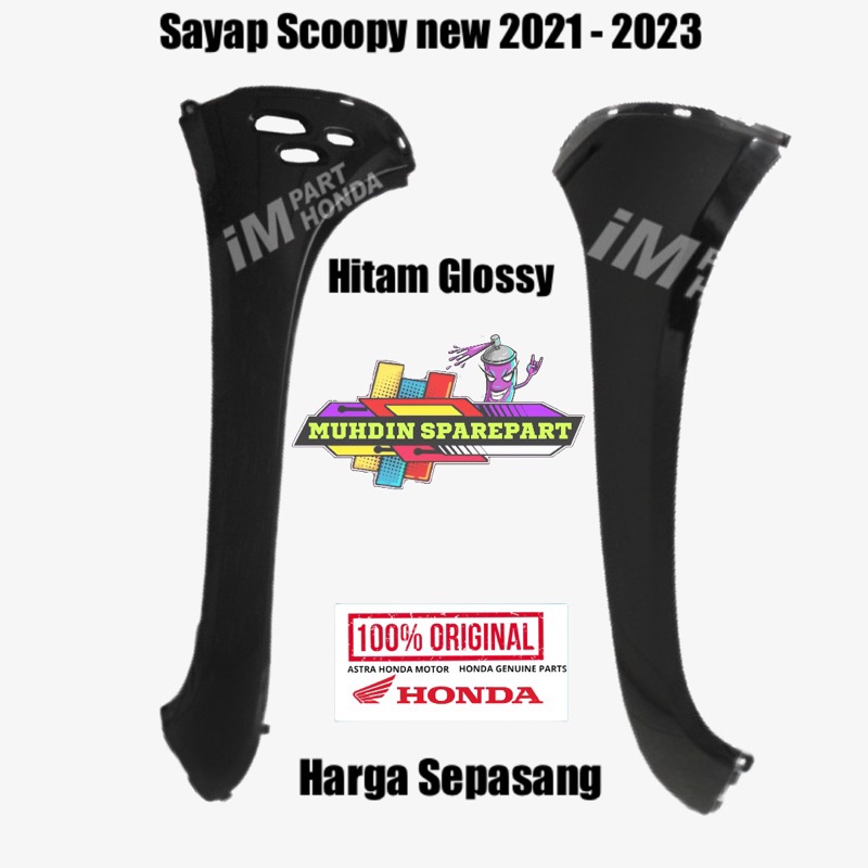 Cover front sayap body depan scoopy new 2021-2022-2023 K2F Hitam glossy original