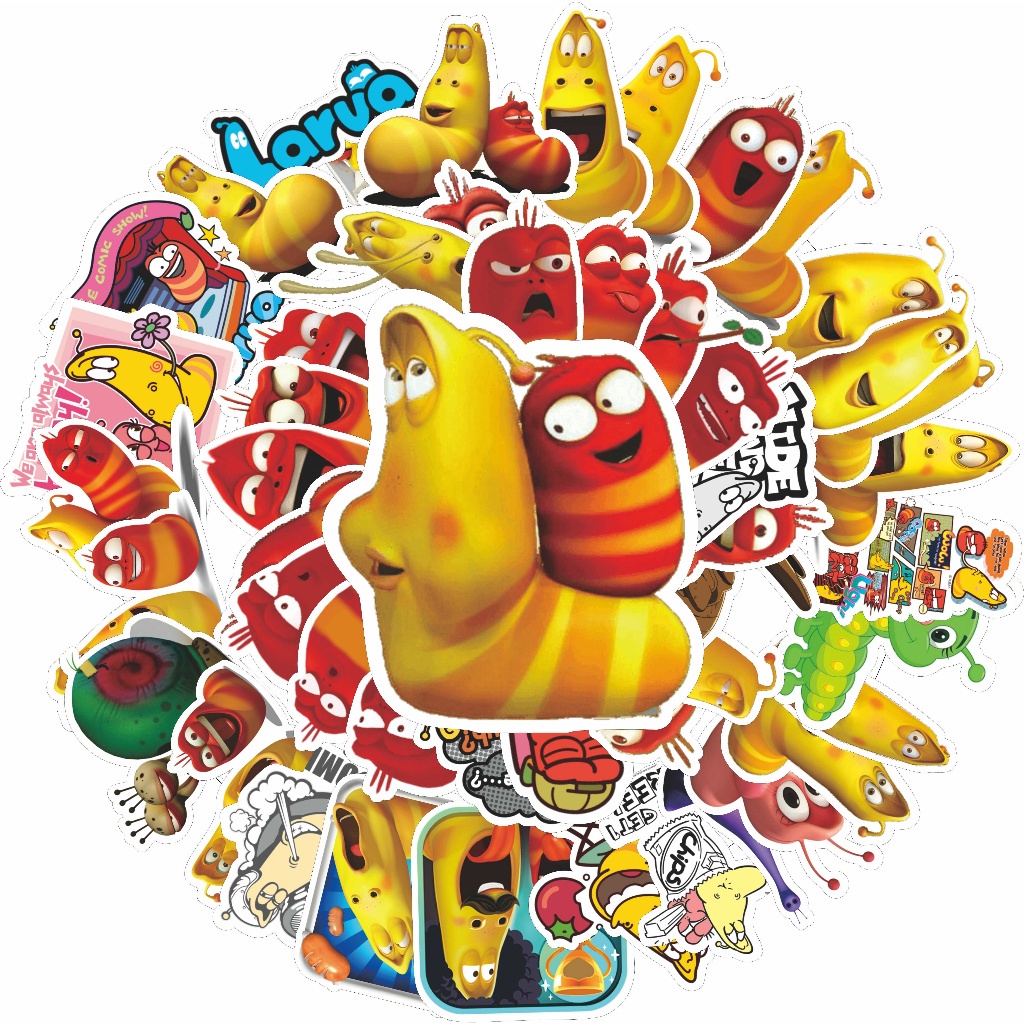 50 Pcs Stiker Graffiti Motif Kartun Larva Lucu Anti Air Untuk Dekorasi Notebook Sepeda Skateboard Handphone DIY