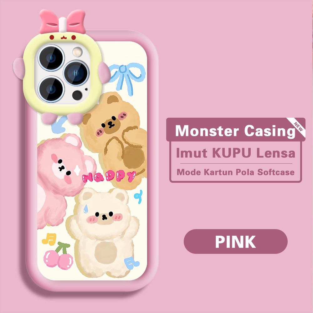 iPhone 14 Pro Untuk Hp Casing Handphone Cassing Soft Kesing Sofcase Phone Case Warna Tiga Beruang Be