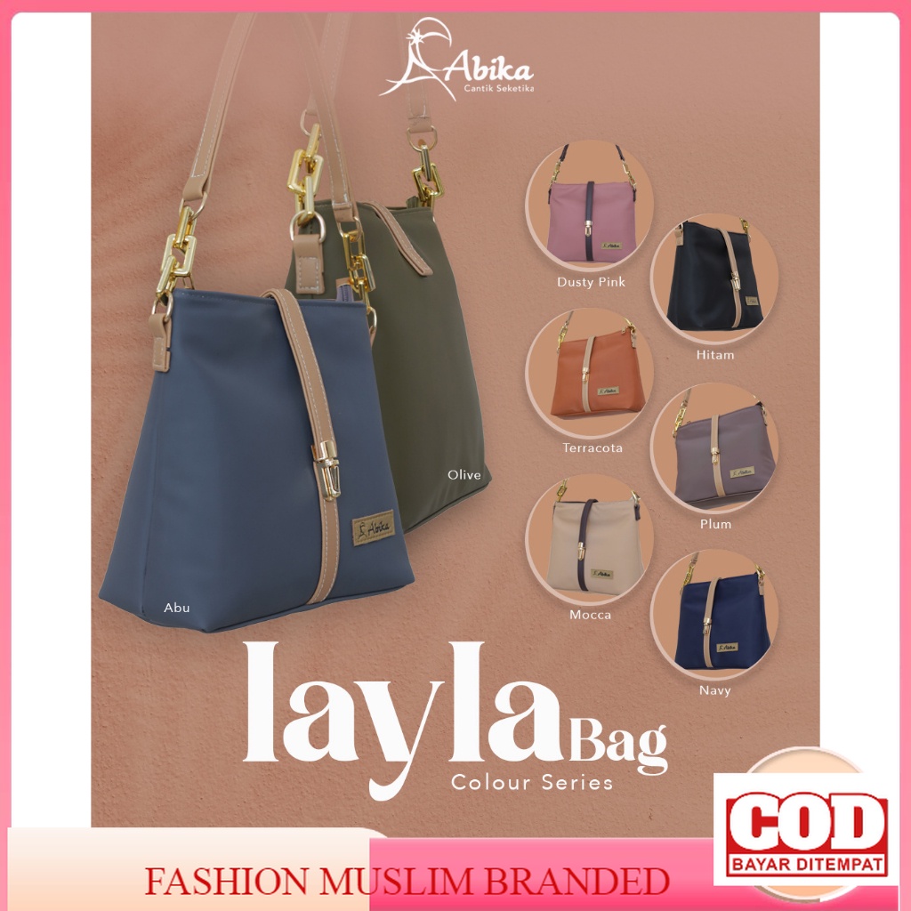 TAS LAYLA BAG ABIKA WANITA TERBARU KEKINIAN BAHAN CHOCOLY SLING SELEMPANG SLEMPANG TALI PANJANG HAND