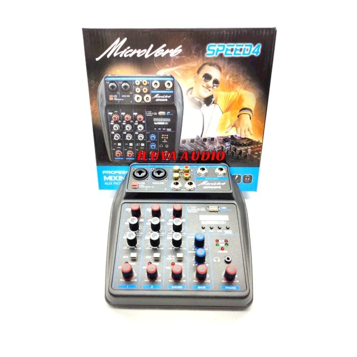 PTR audio mixer mini 4 chanel microverb usb bluetooth free 2jack