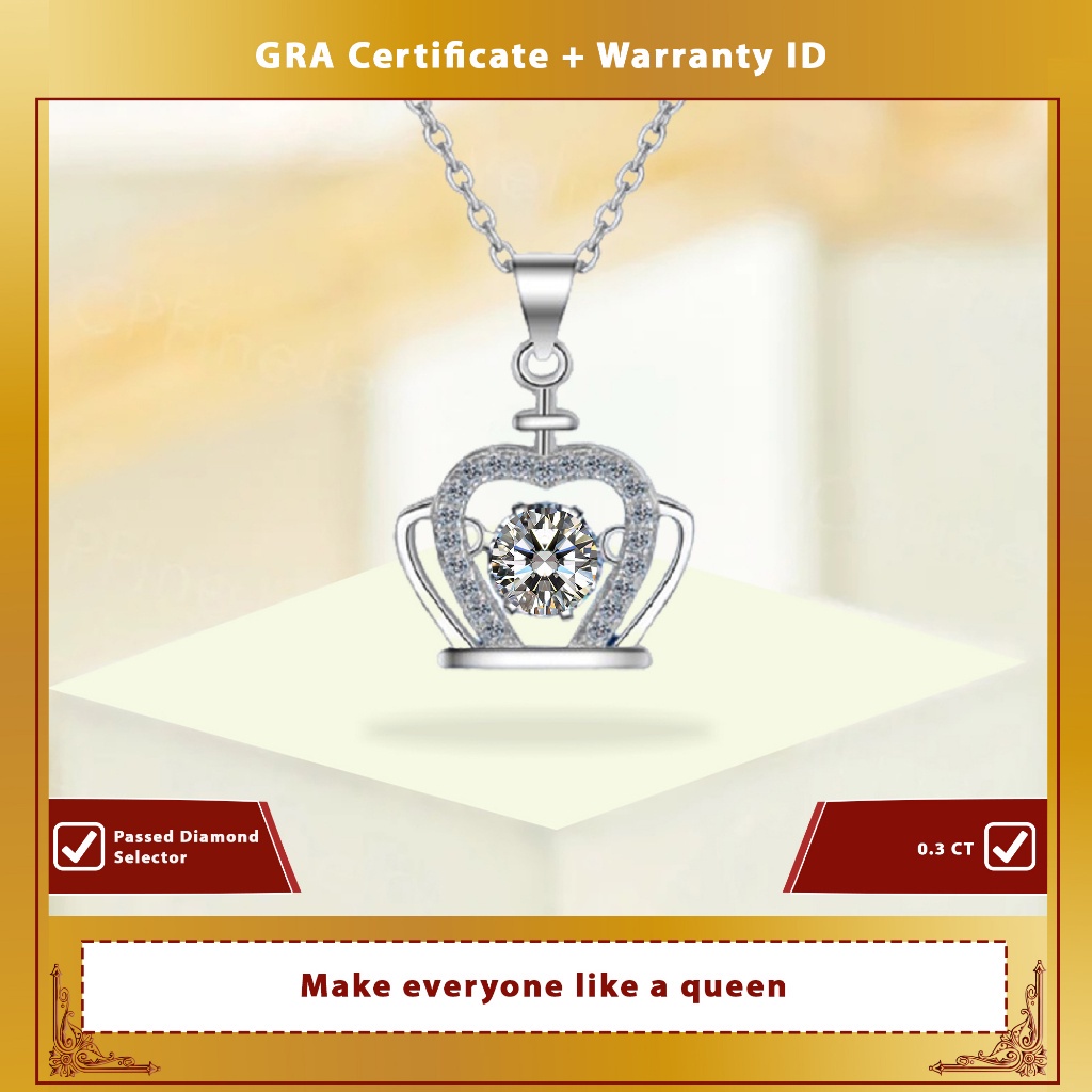 Kalung Pumpkin Necklace 0.3CT Sertifikat GRA Permata Moissanite Lapis Emas 18K -  Queen Jewellery