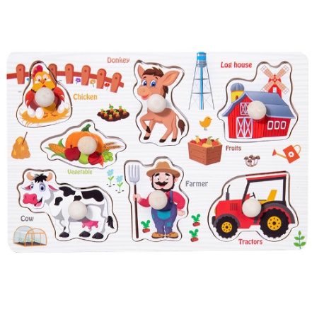 COD - M5927 Mainan Anak Puzzle Knob Kayu Jigsaw Karakter Lucu / Mainan Edukasi Bergambar / Puzzle Pengasah Otak Dan Motorik Anak