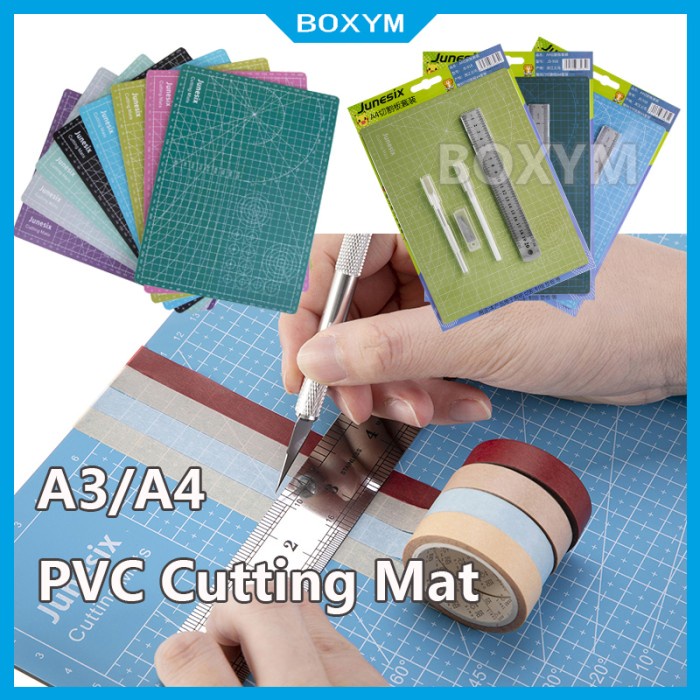 

PVC Cutting Mat A3/A4 Cutting Pad Double-sided DIY Cutting Board-Papan - Hitam, A4
