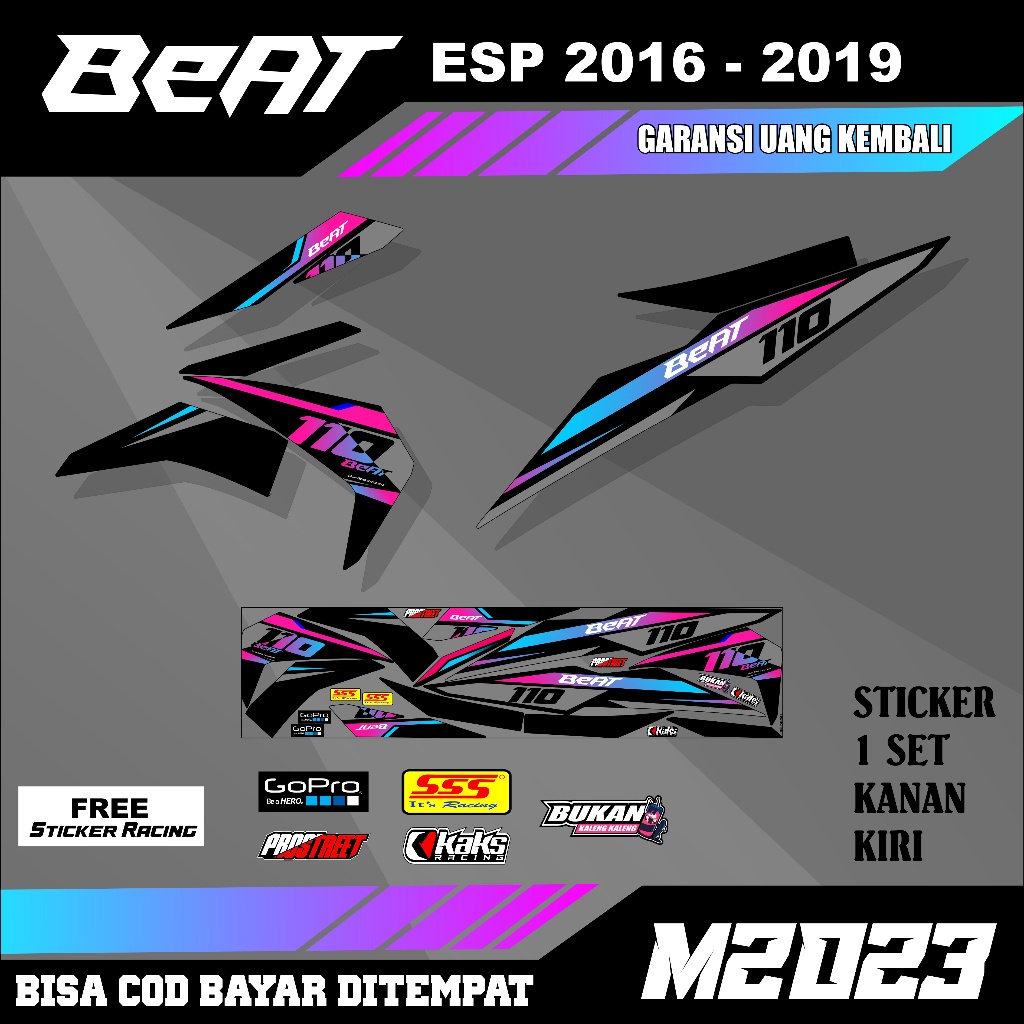 Striping sticker list variasi motor honda Beat Fi New Esp Street Iss tahun 2016 2017 2018 2019 semi 