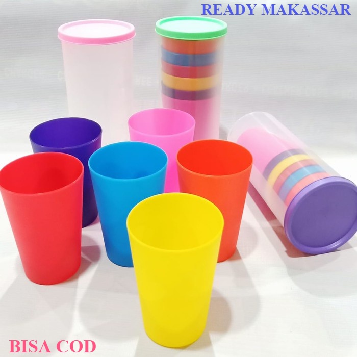 GELAS RAINBOW PELANGI! GELAS ANAK / GELAS PLASTIK RAINBOW 7 PCS + 1 / GELAS PIKNIC ANTI PECAH WARNA WARNI / GELAS OUTDOOR 7 WARNA + 1 TAHAN BANTING / PICNIC CUP SET SOUVENIR HADIAH